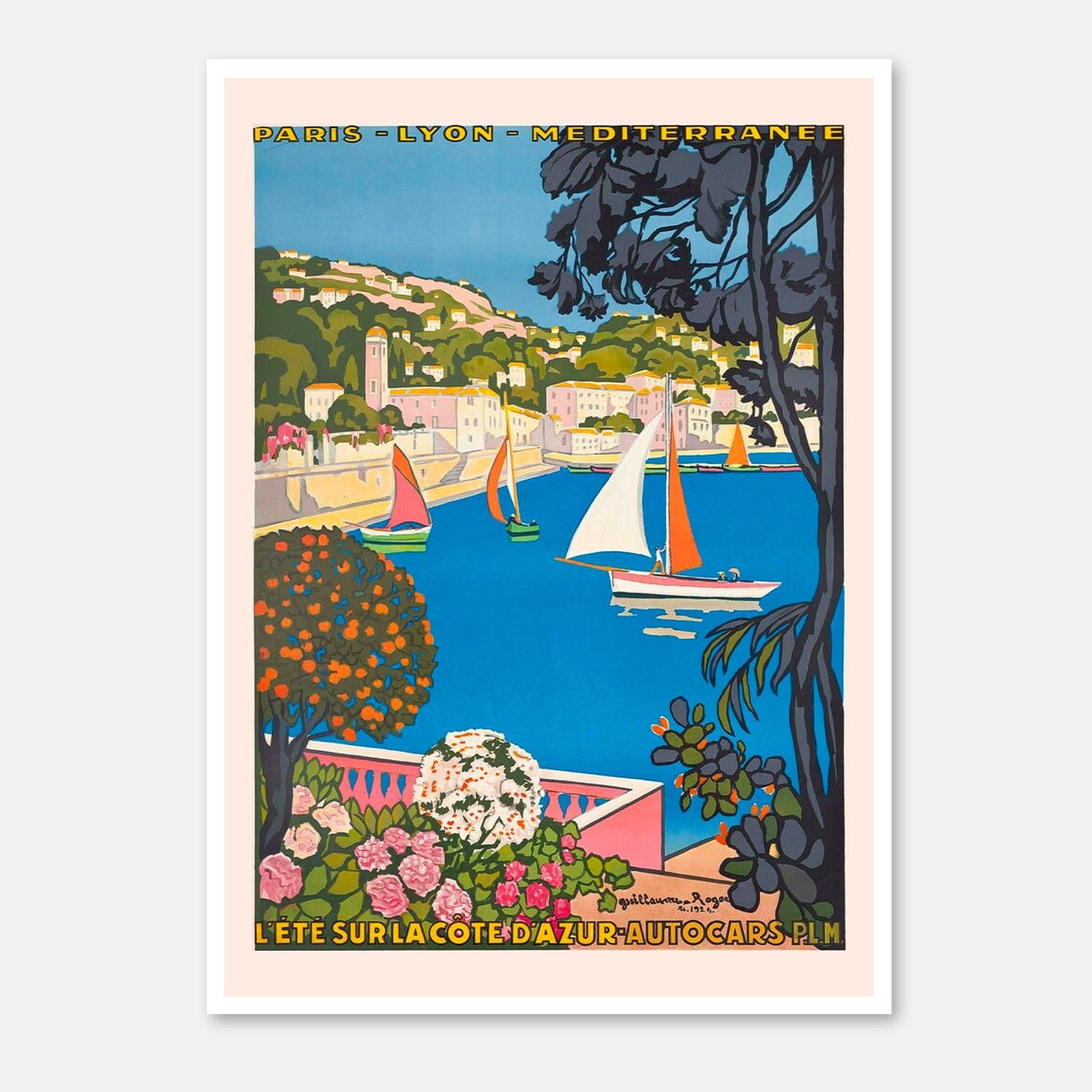 L'été Sur La Cote D'Azur - Vintage French Riviera Art Print by Roger B