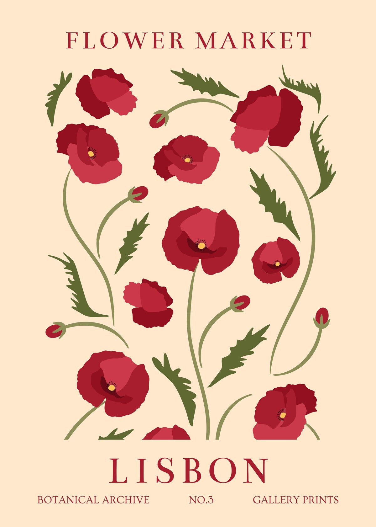 Lisbon Flower Market - Botanical Archive Vintage Art Print No.3 — poster only, complete unframed artwork