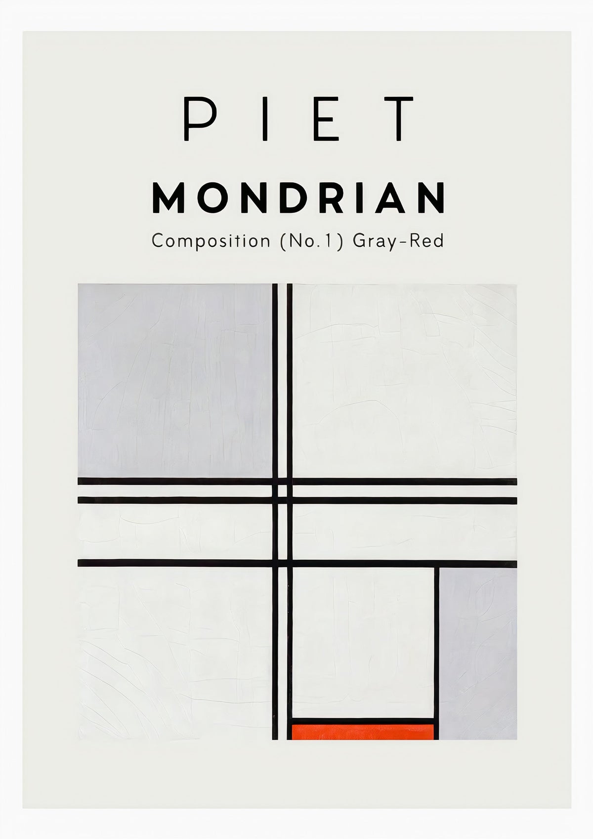 Piet Mondrian - Composition No. 1 Gray-Red Art Print — poster only, complete unframed artwork