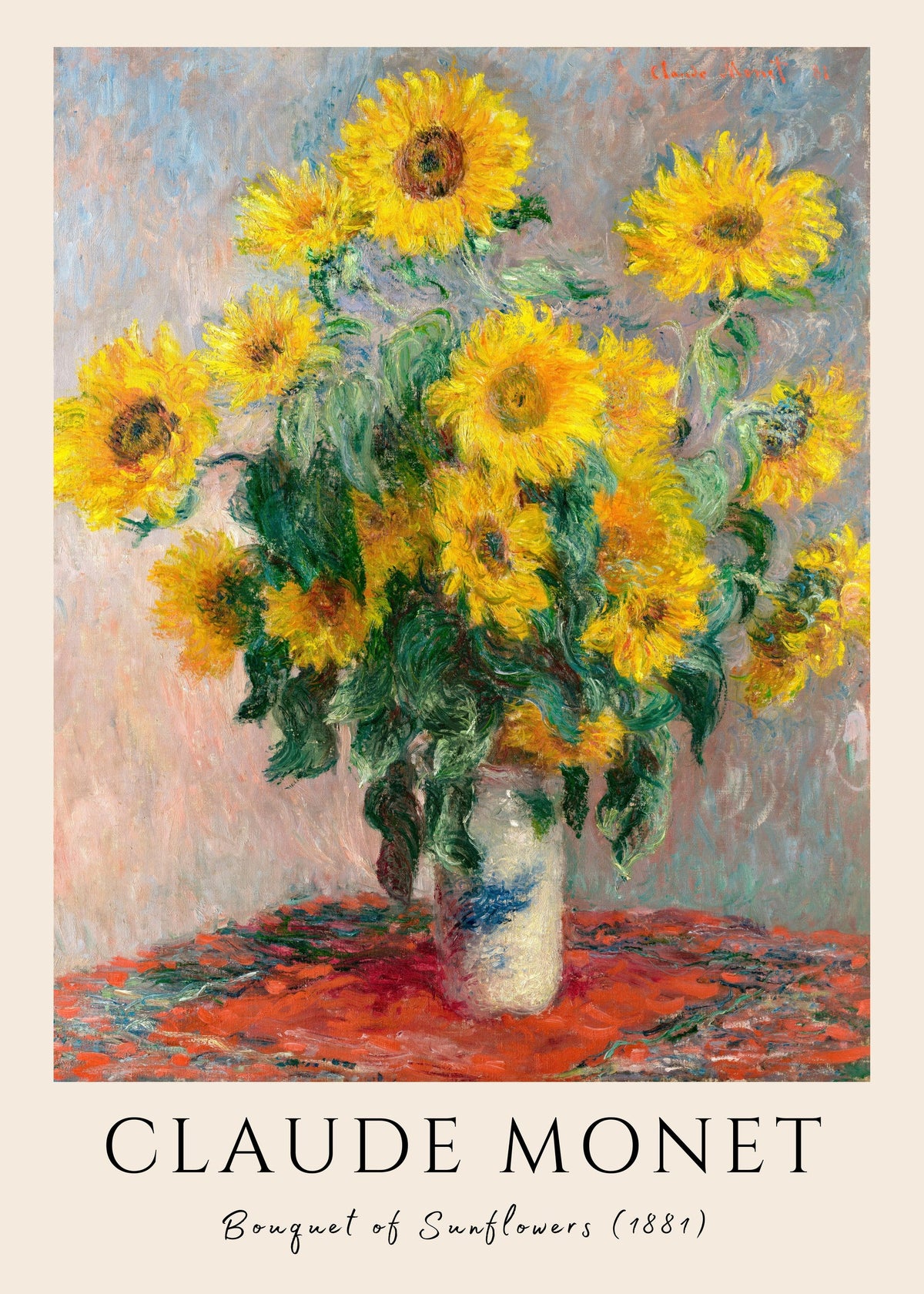 Claude Monet's Bouquet of Sunflowers (1881) - Classic Impressionist Art Print — poster only, complete unframed artwork