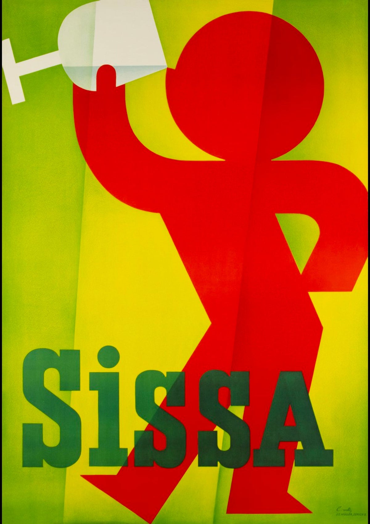 Vintage Sissa Poster - Minimalist Red Figure with Wine — poster only, complete unframed artwork