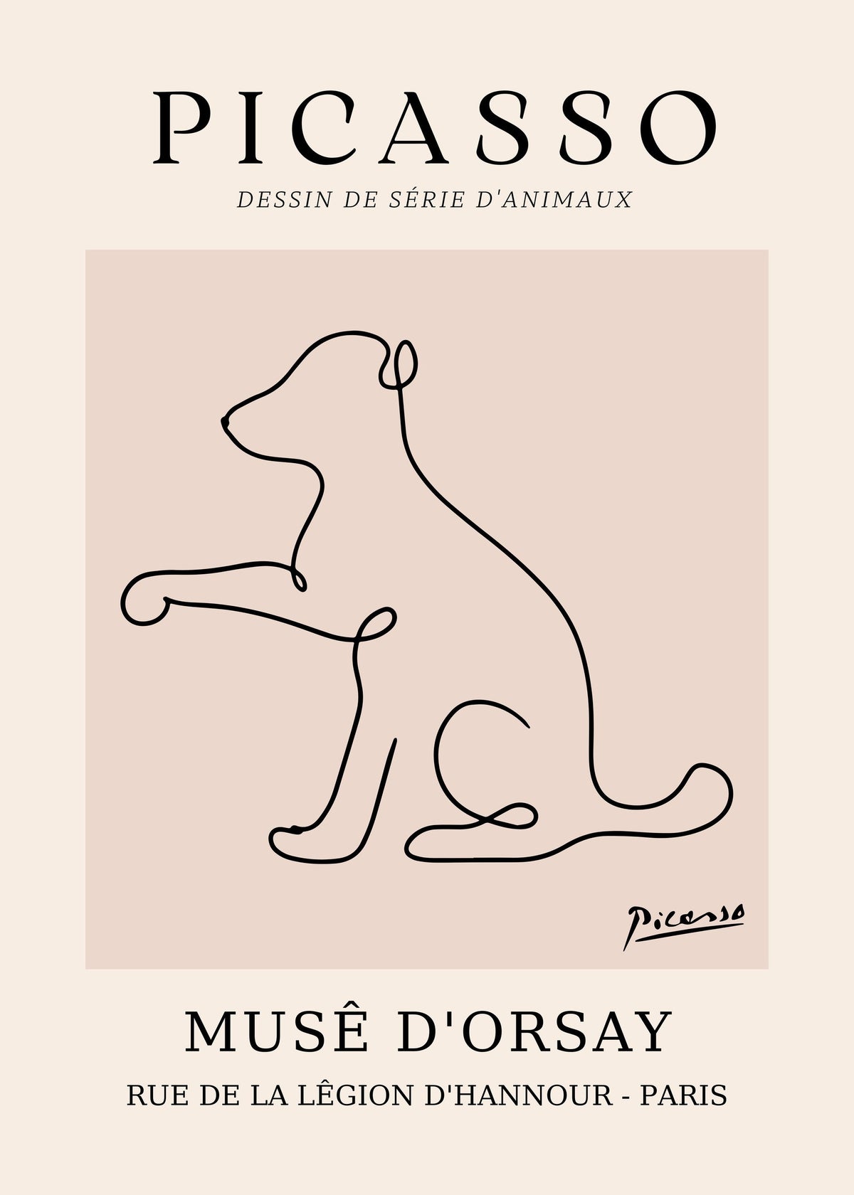 Picasso's Animal Series Drawing - Minimalist Art Print — poster only, complete unframed artwork