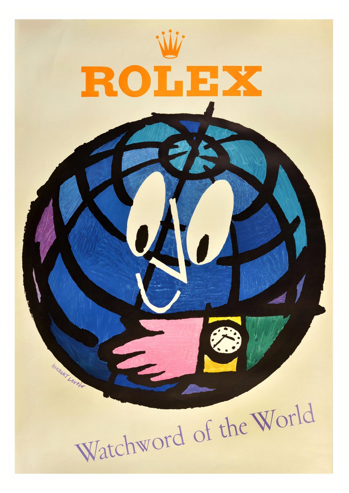 Herbert Leupin - Rolex Watchword of the World Vintage Print — poster only, complete unframed artwork