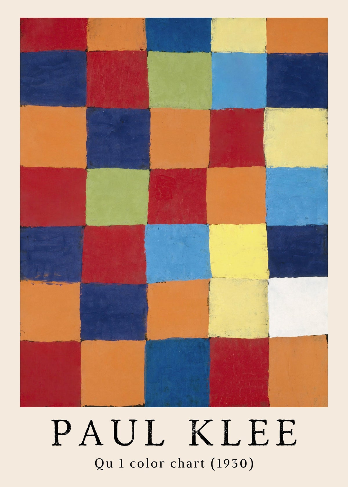 Paul Klee's Qu 1 Color Chart (1930) - Geometric Abstract Art Print — poster only, complete unframed artwork