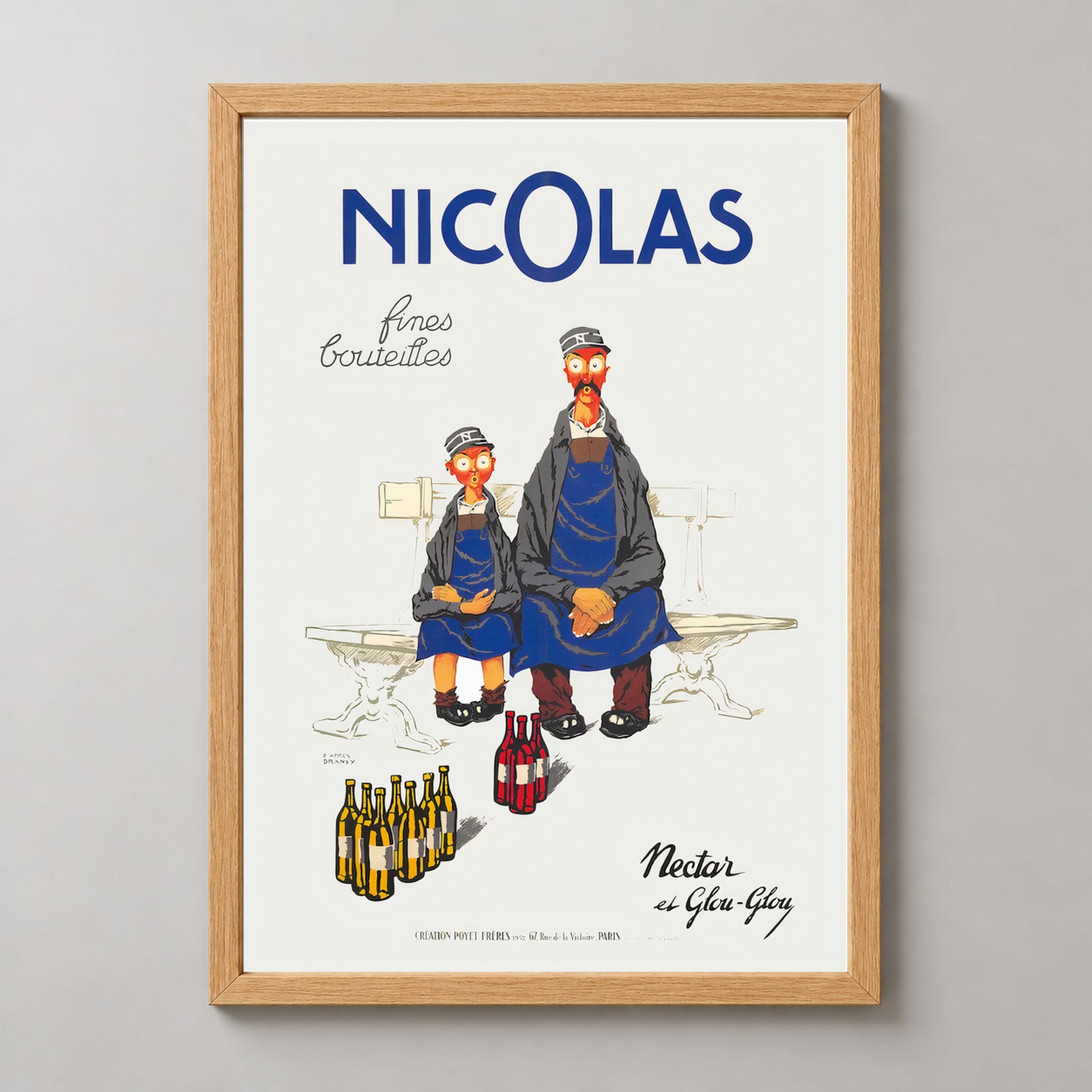 Nicolas Fine Bottles French Vintage Poster by Jules Isnard Dransy (193