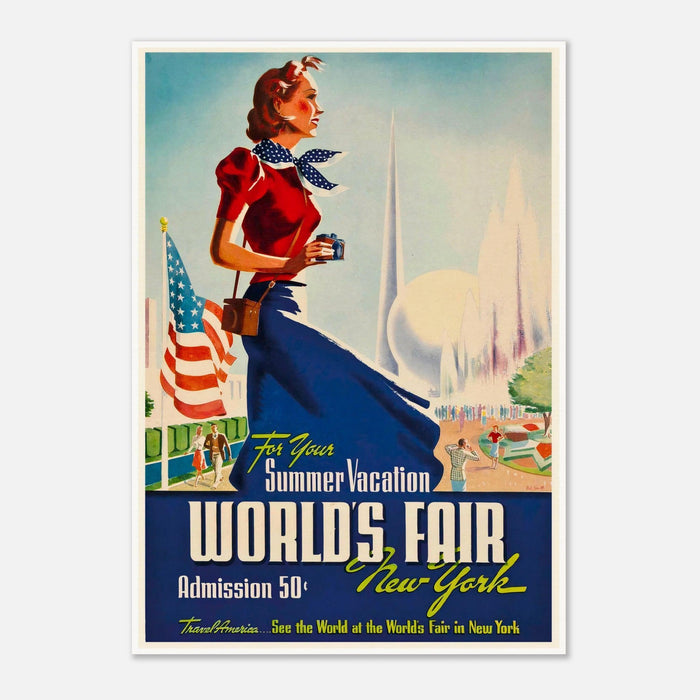 Sehen Sie sich das Vintage-Reiseplakat der Weltausstellung in New York an