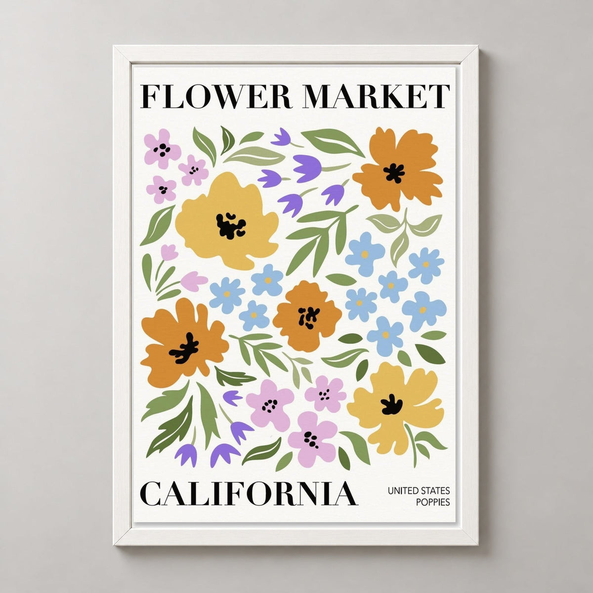 Flower Market California — realistic white frame studio view