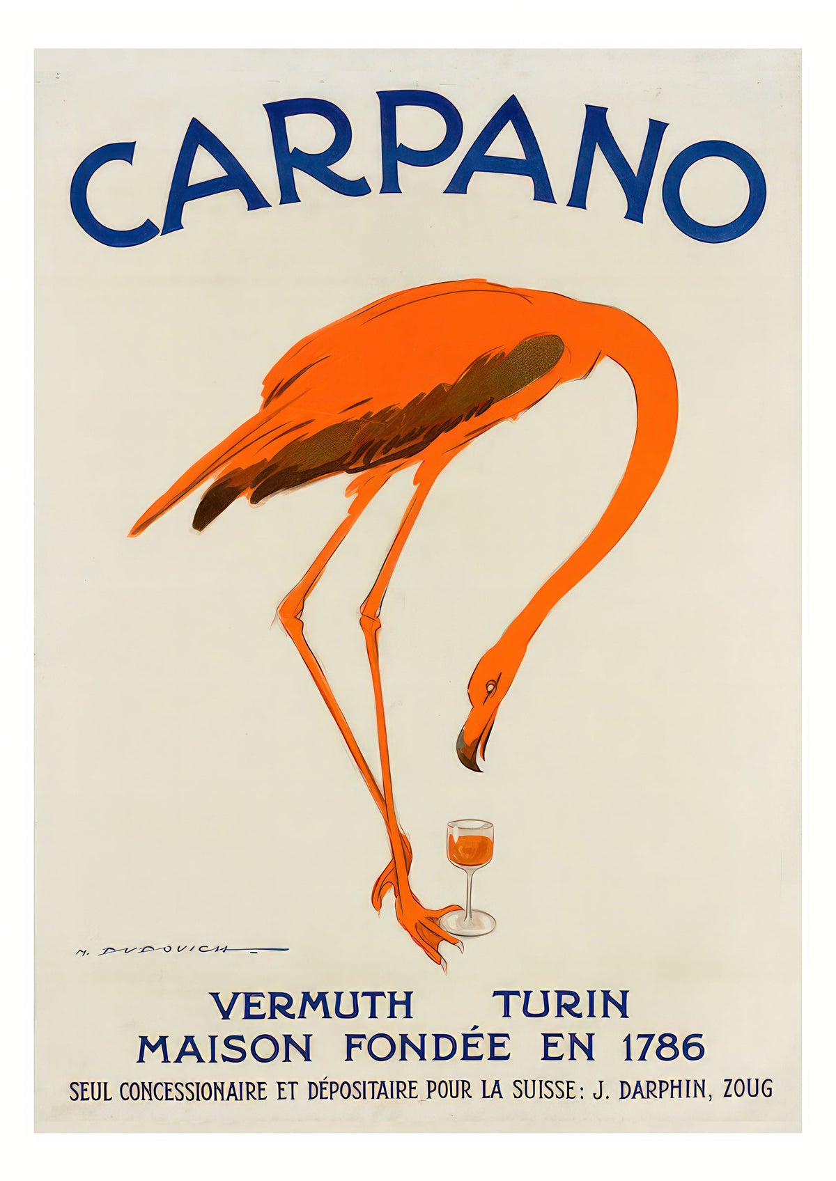 Carpano Vermouth Flamingo Vintage Advertising Poster — poster only, complete unframed artwork