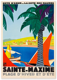 Sainte Maxime French Riviera France Vintage Travel Poster - Galrie