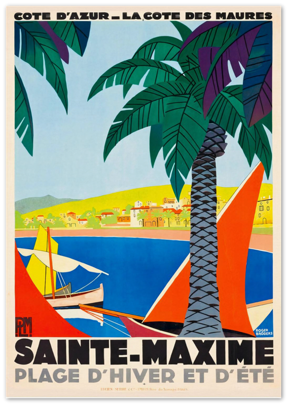 Sainte Maxime French Riviera France Vintage Travel Poster - Galrie