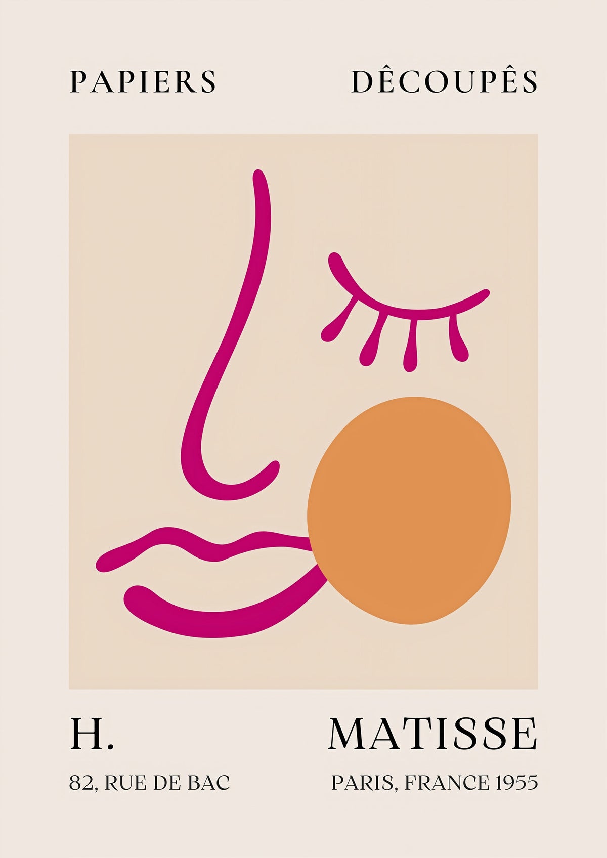 Papiers Découpés Pink Face by H. Matisse Print (1955) — poster only, complete unframed artwork