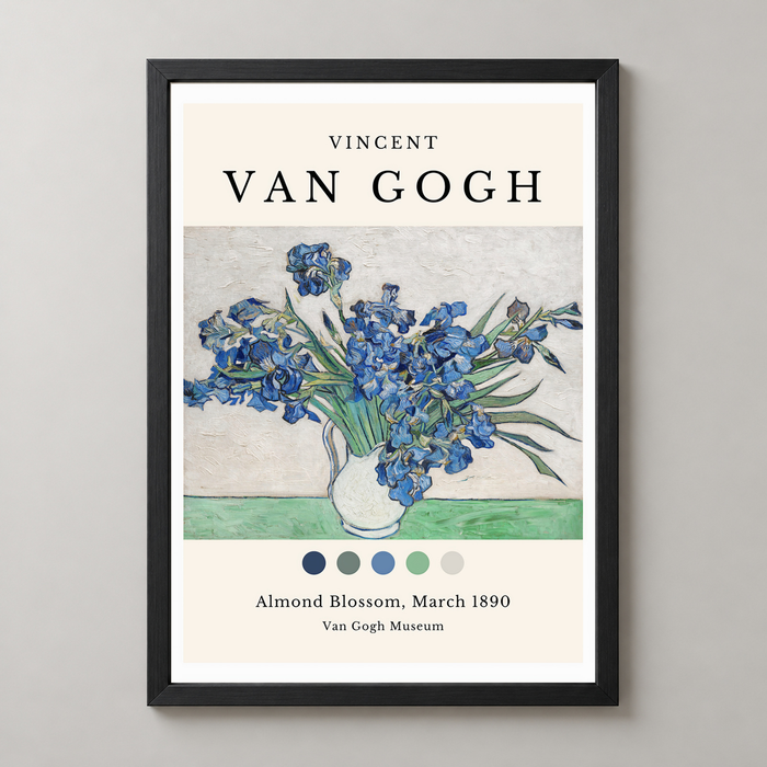 Van Gogh's Irises in Vase - Iconic Post-Impressionist Art Print