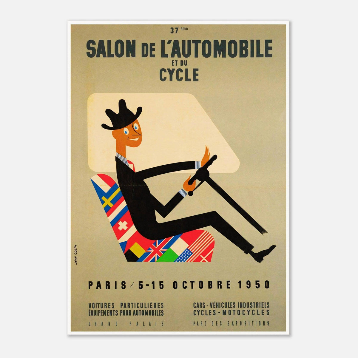 Salon de L'automobile Vintage Advertising Poster 1950