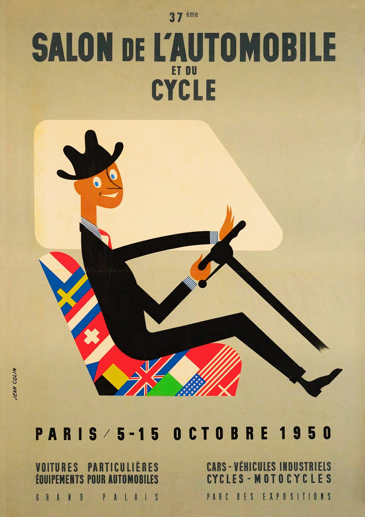Salon de L'automobile Vintage Advertising Poster 1950 — poster only, complete unframed artwork