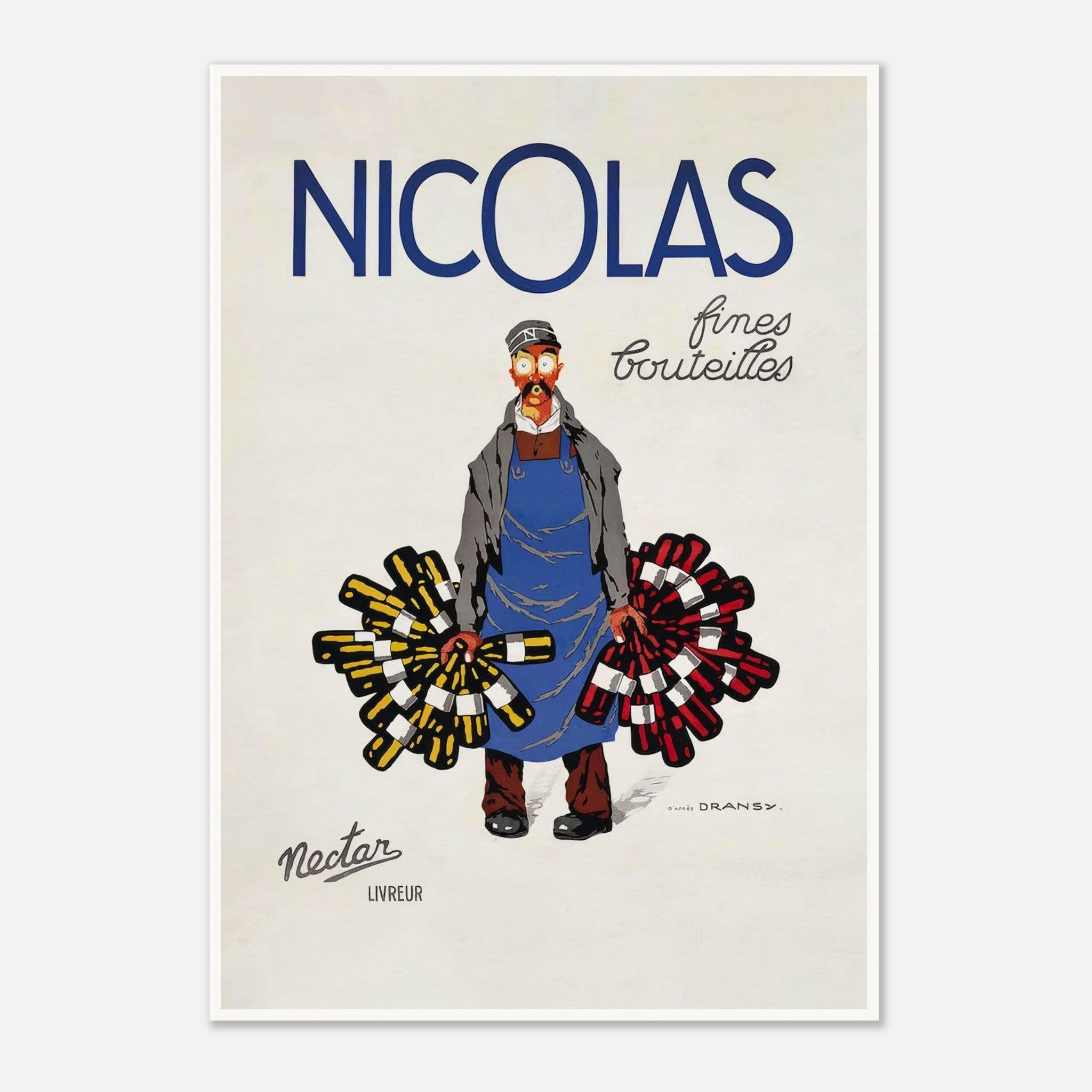 Nicolas Fine Bottles poster by Jules Isnard Dransy (1930) - French Vin