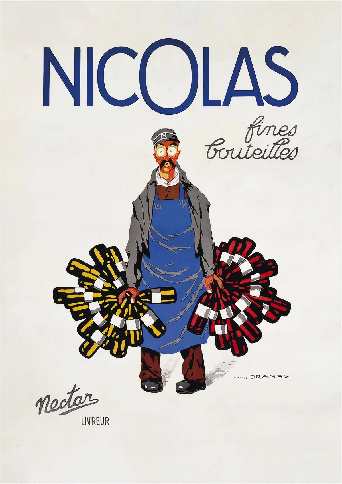 Nicolas Fine Bottles poster by Jules Isnard Dransy (1930) - French Vintage Poster — poster only, complete unframed artwork