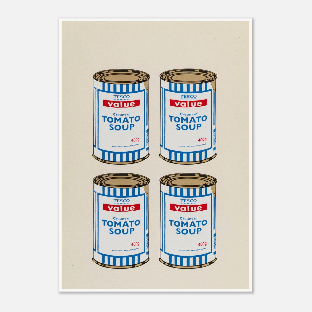 Banksy Four Soup Cans - Gold on Cream, 2005
