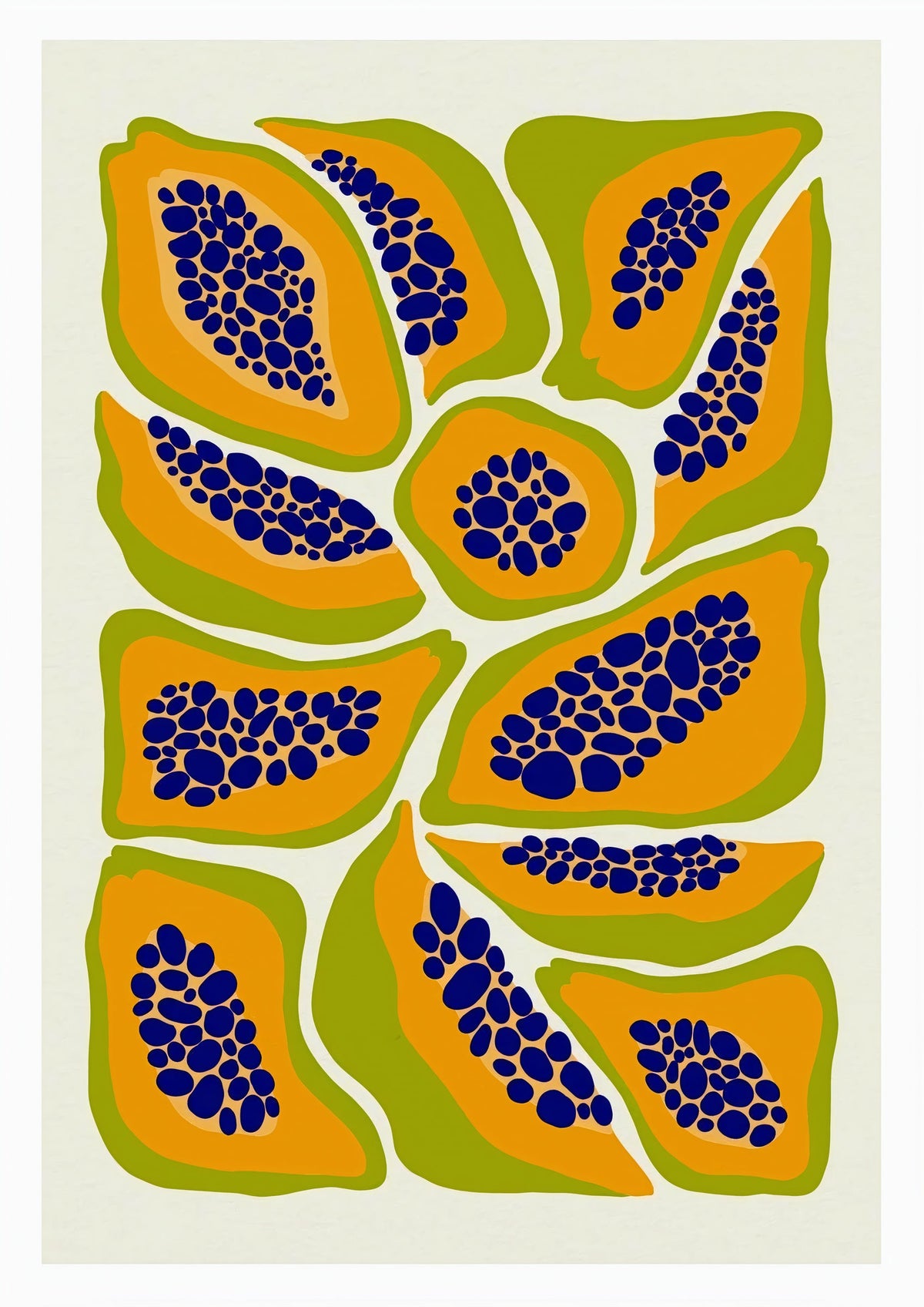Papaya Print  | Abstract Fruit Collection | Kitchen Wall Art — poster only, complete unframed artwork