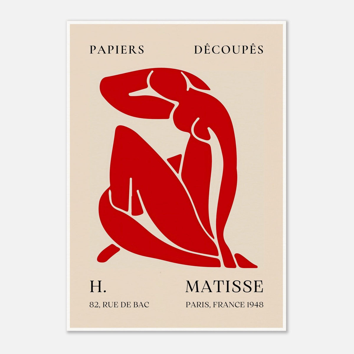 Papiers Découpés H. Matisse Print Red Silhouette (1948)