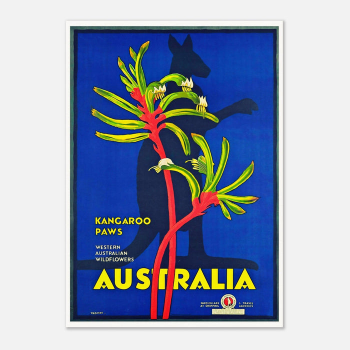 Westaustralisches Känguru-Tatzen-Vintages Reiseplakat