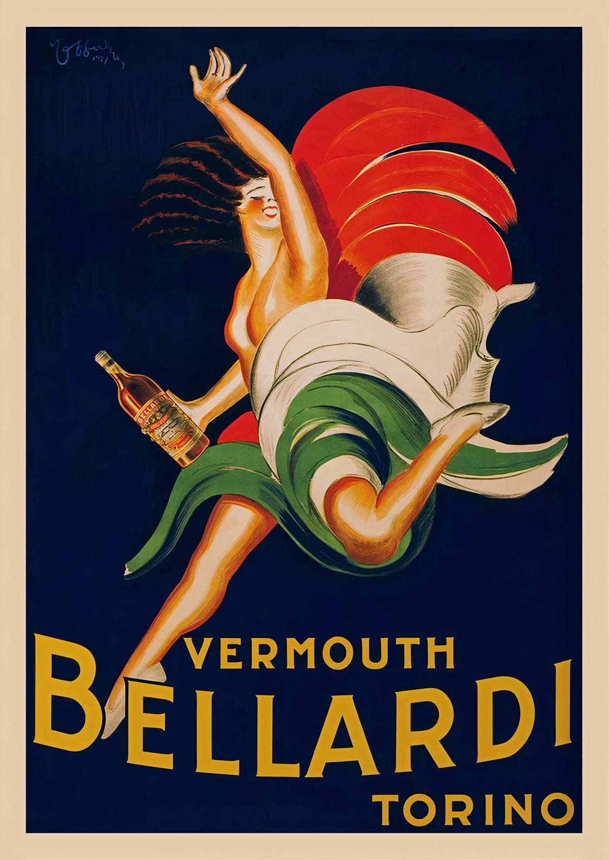 Bellardi Vermouth Vintage Poster 1927 - Iconic Advertising Art — poster only, complete unframed artwork