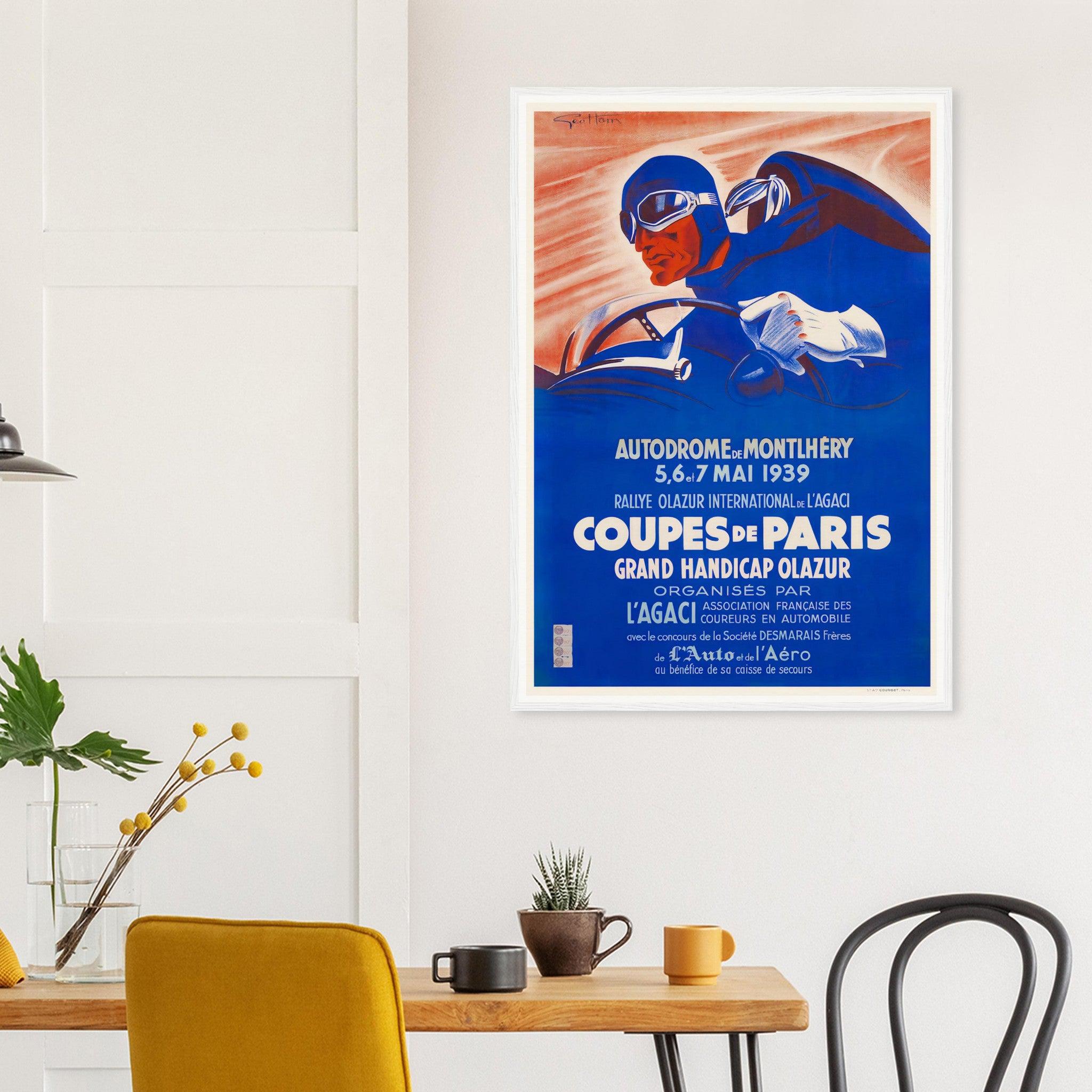 AFFICHE ANCIENNE ENTOILEE Theme Automobile - Course De Cote A Soissons AFFICHE ANCIENNE ENTOILEE Theme Automobile - Course De Cote A Soissons