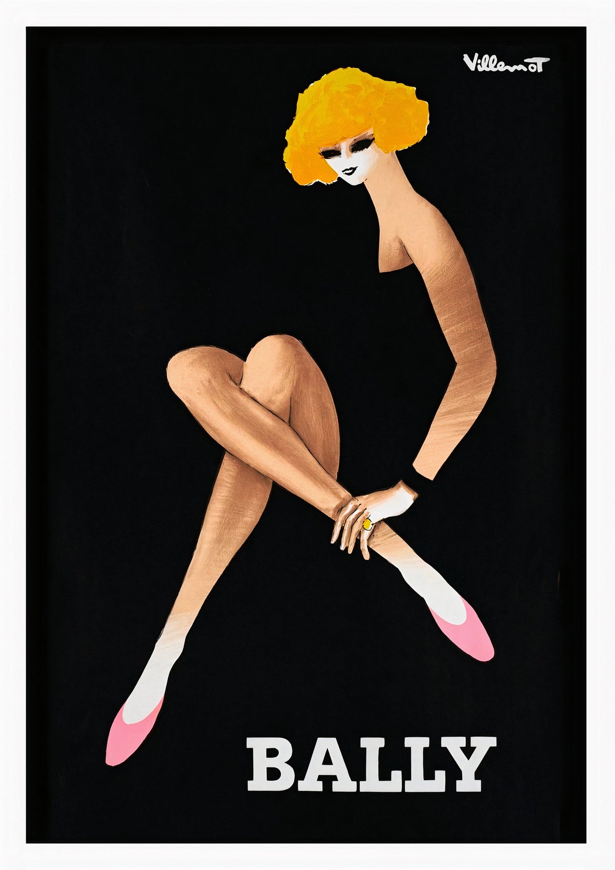 Bally Blonde Vintage Advertising Poster - Bernard Villemot — poster only, complete unframed artwork