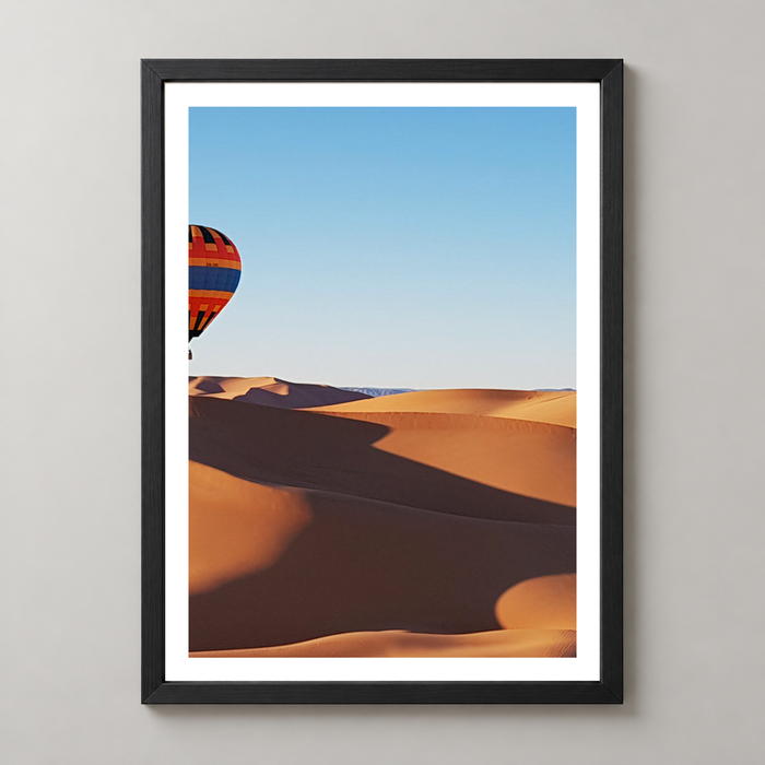 Vibrant Hot Air Balloons Over Desert Landscape Art Print