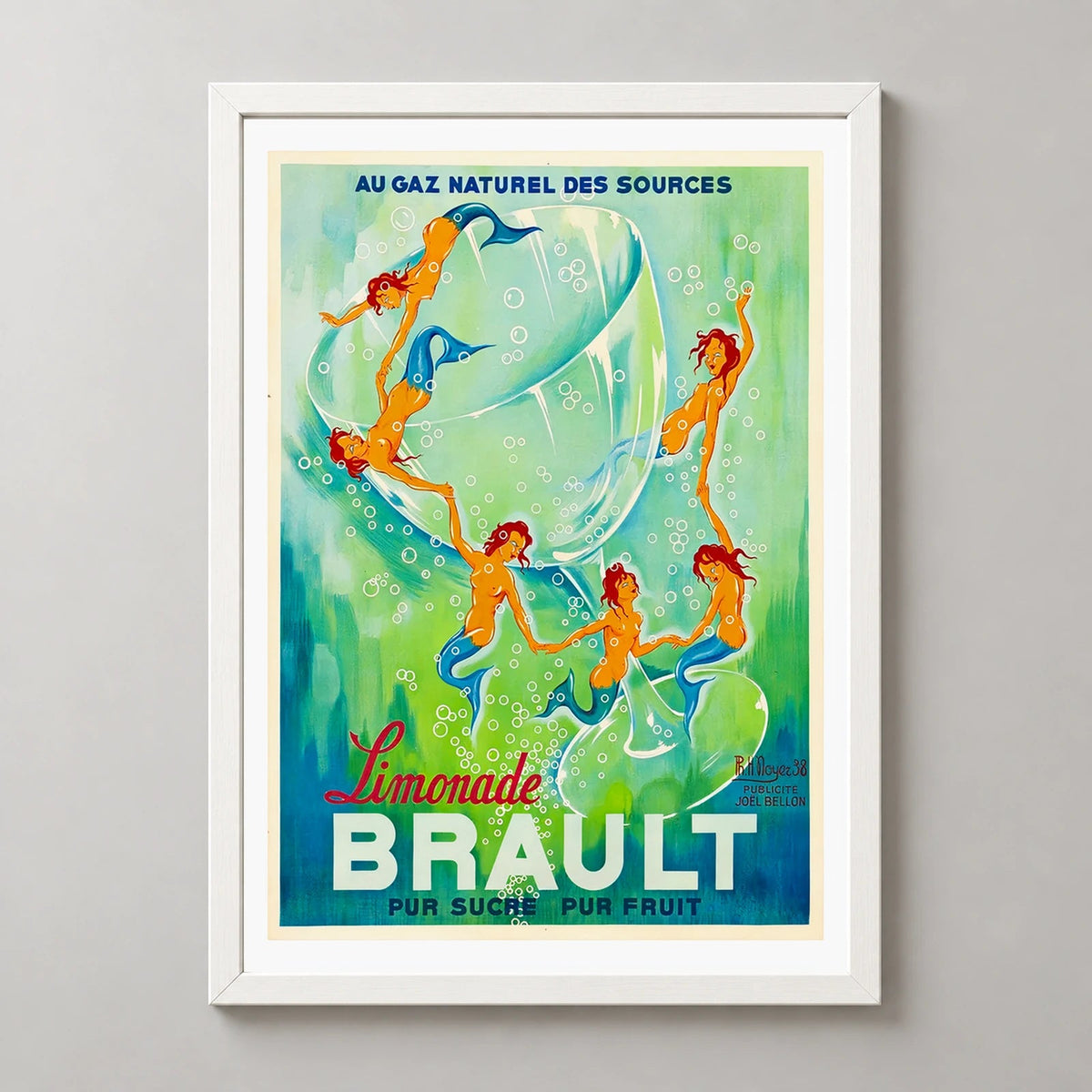 Brault Lemonade Vintage Advertising Poster — realistic white frame studio view