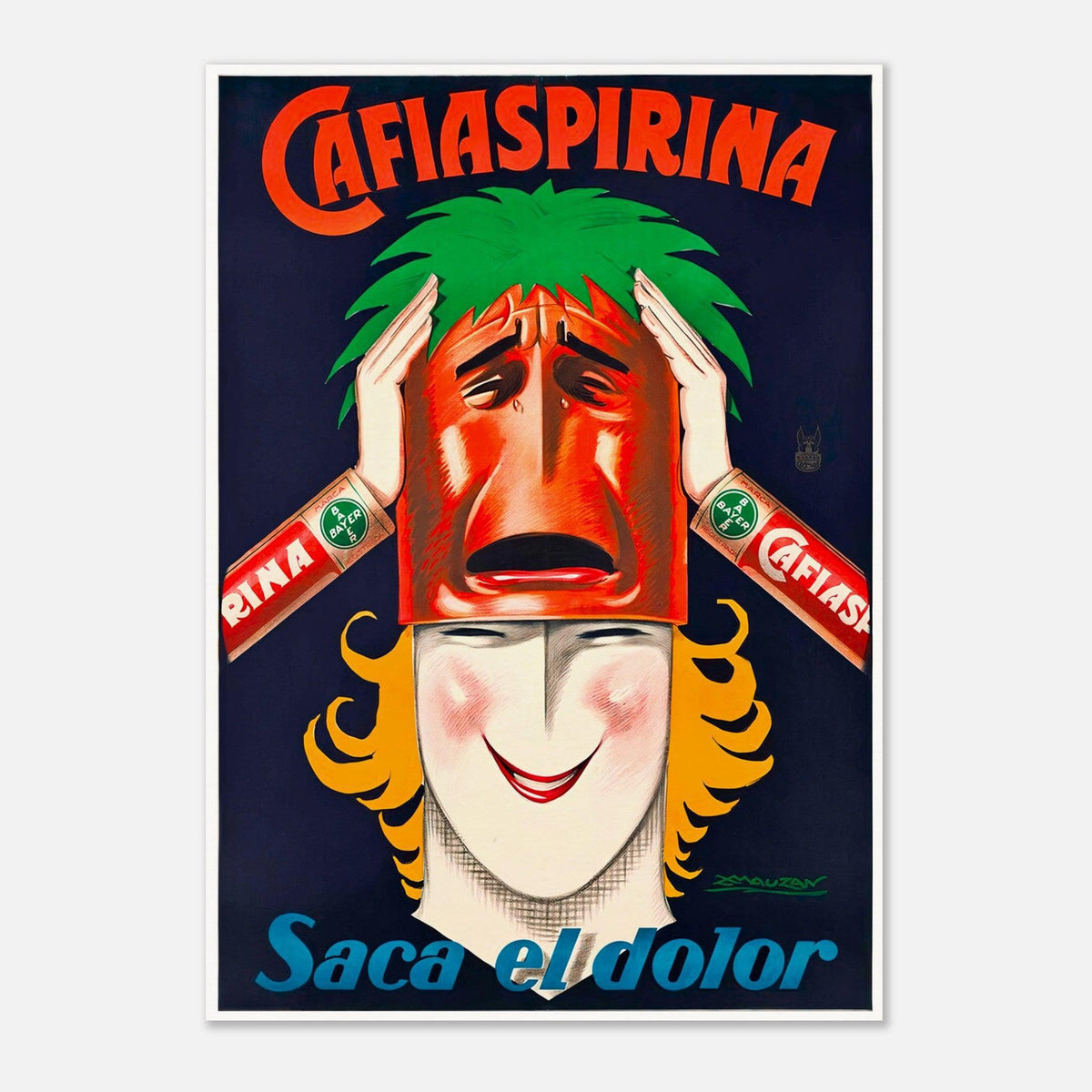 Cafiaspirina Saca el Dolor Vintage Advertising Poster
