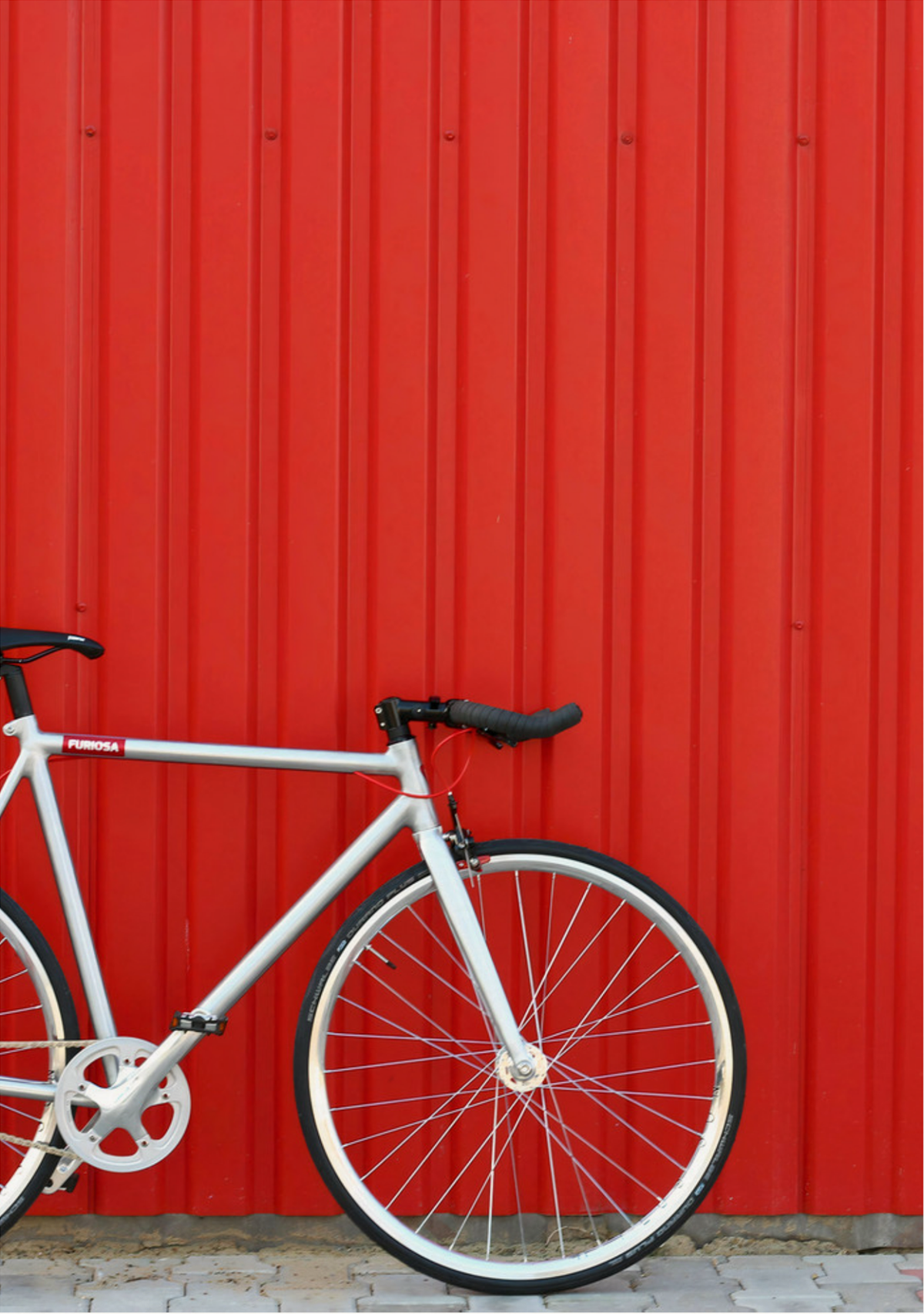 Modern Minimalist Bicycle Against Red Wall Art Print — poster only, complete unframed artwork