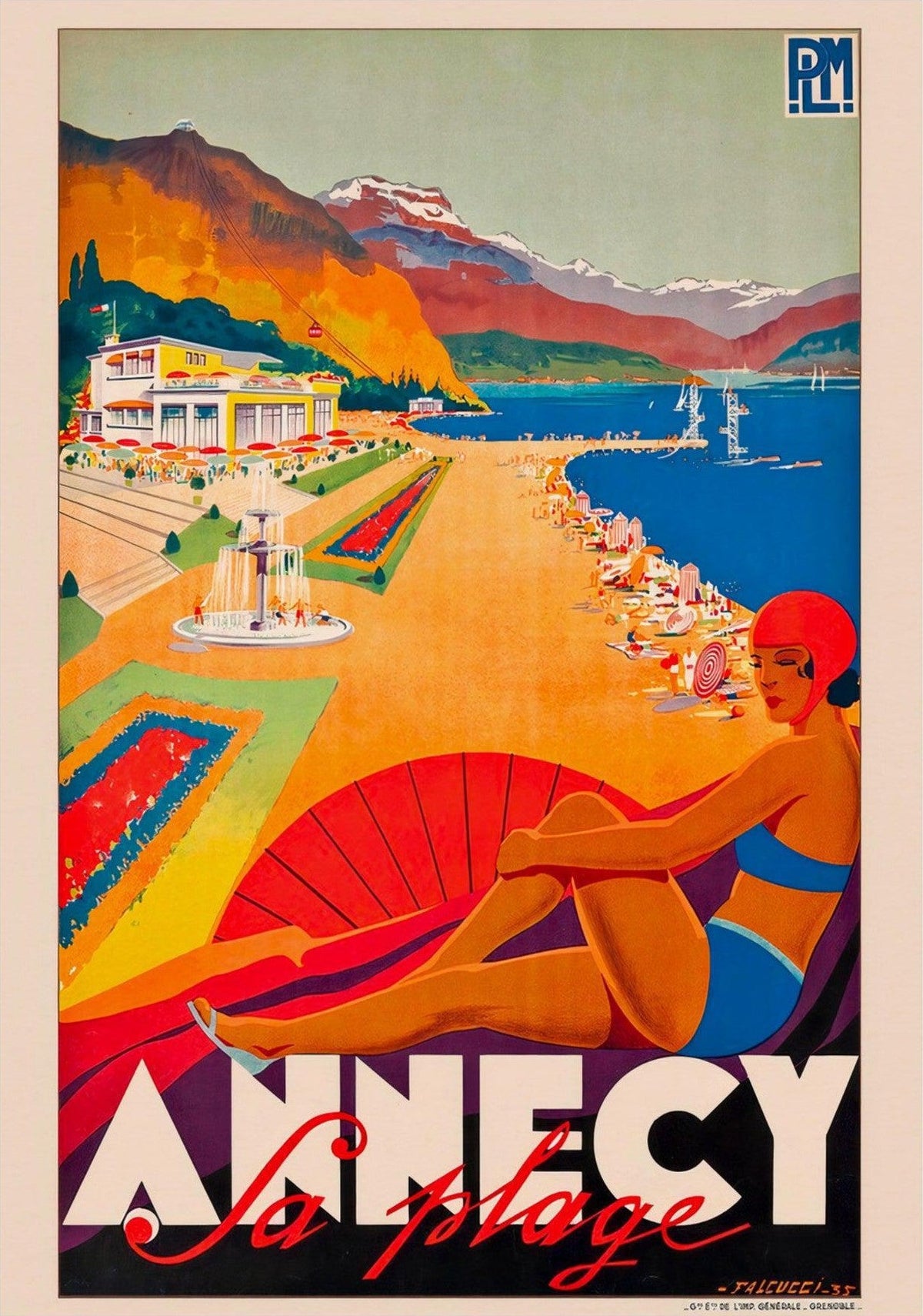 Annecy France Vintage Travel Poster — poster only, complete unframed artwork