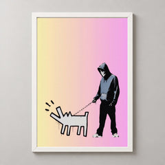 Banksy Choose Your Weapon (Yellow Pink Gradient), Special Edition 2010 — realistic white frame studio view