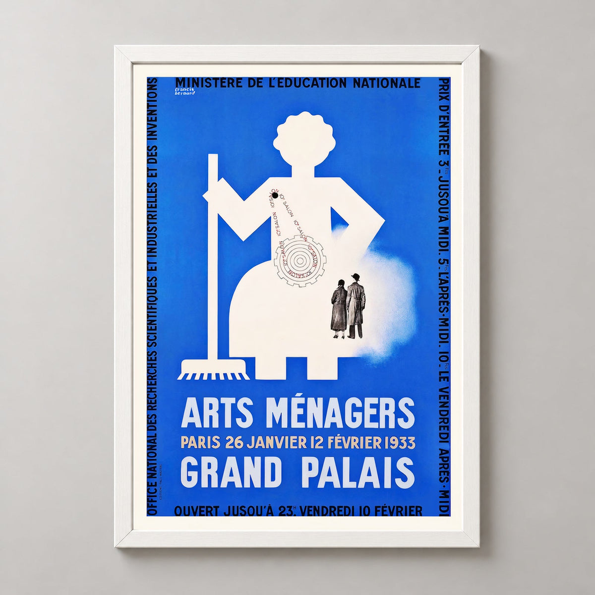 Arts Menagers Grand Palais Vintage Advertising Poster — realistic white frame studio view