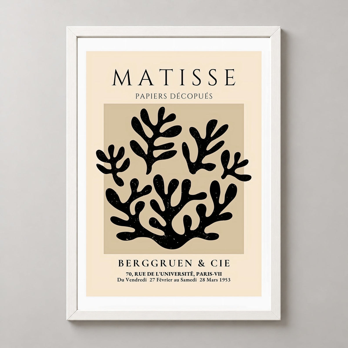 Henri Matisse Exhibition Print Berggruen & Cie (Black) — realistic white frame studio view