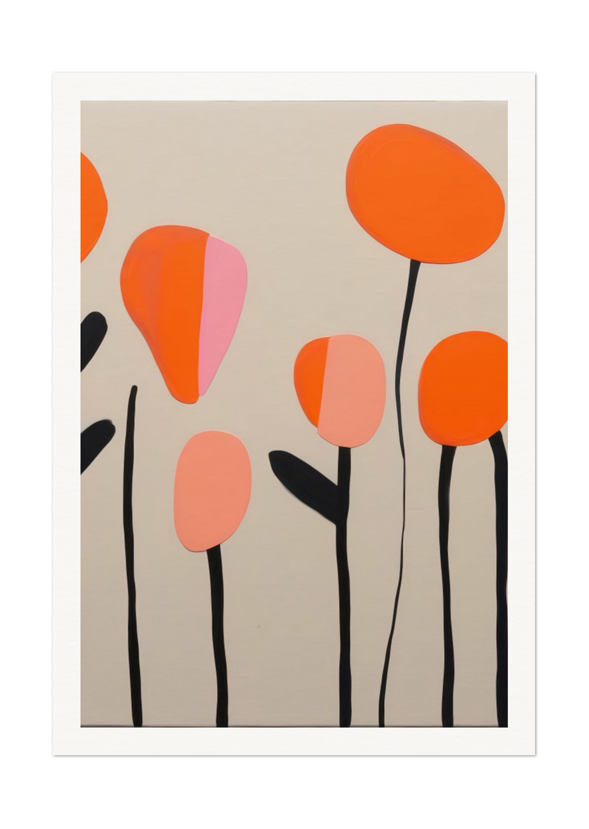 Modern Floral Abstract Art Print - Bright Blossoms