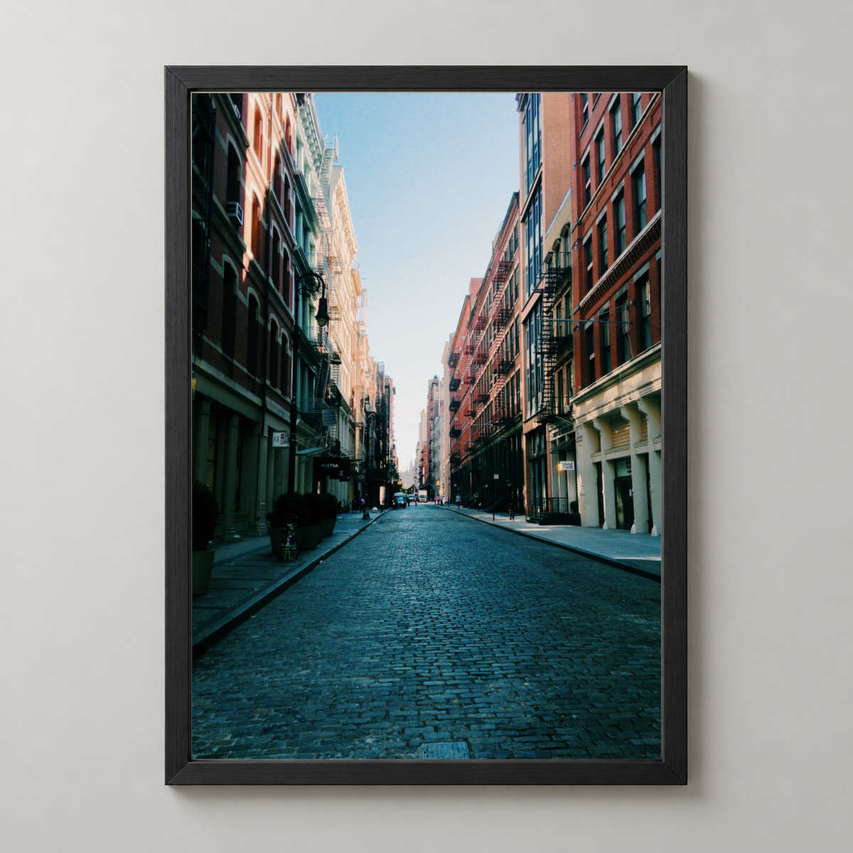 Urban Street View - Architectural Photography Art Print — realistic black frame studio view