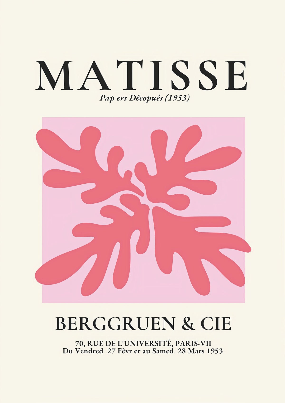 Henri Matisse Vintage Print exhibition at Berggruen & Cie (Pink II) — poster only, complete unframed artwork