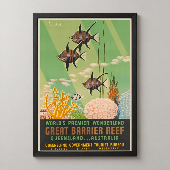 Great Barrier Reef Queensland Australia Vintage Travel Poster