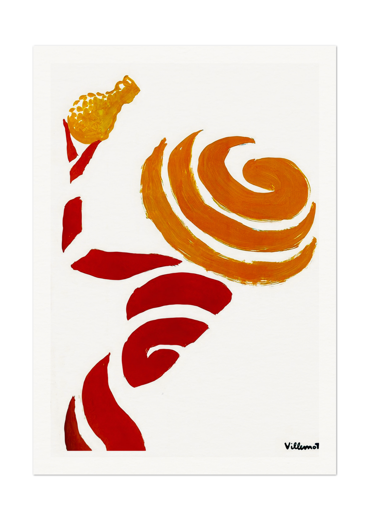 Bernard Villemot's Orange Swirl - Abstract Art Print