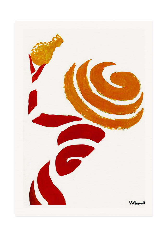 Bernard Villemot's Orange Swirl - Abstract Art Print