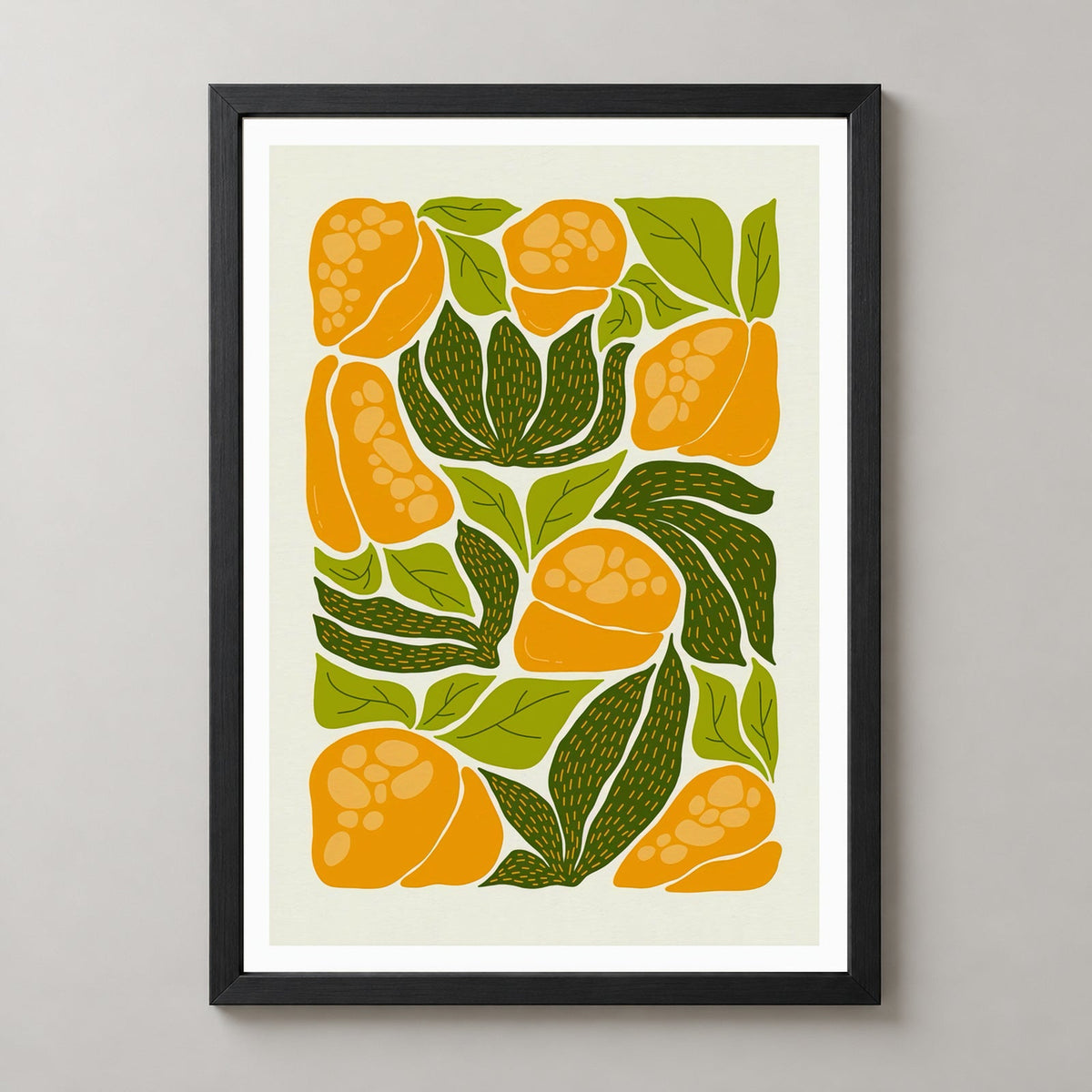 Yellow Bell Pepper Print  | Abstract Fruit Collection | Kitchen wall art — realistic black frame studio view