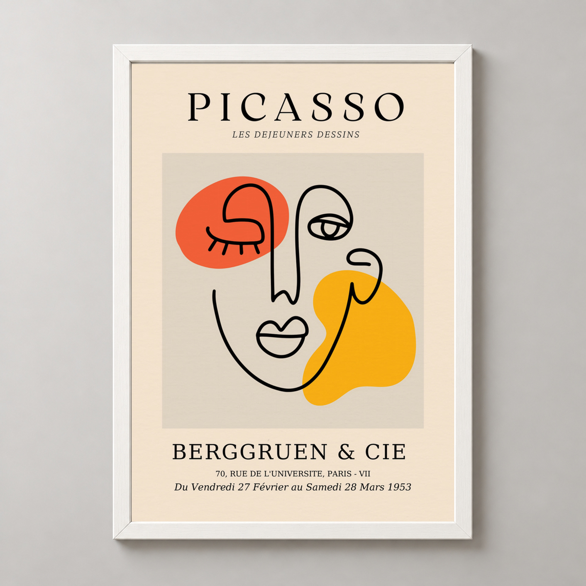 Picasso Line Art - Les Dejeuners Dessins Art Print — realistic white frame studio view