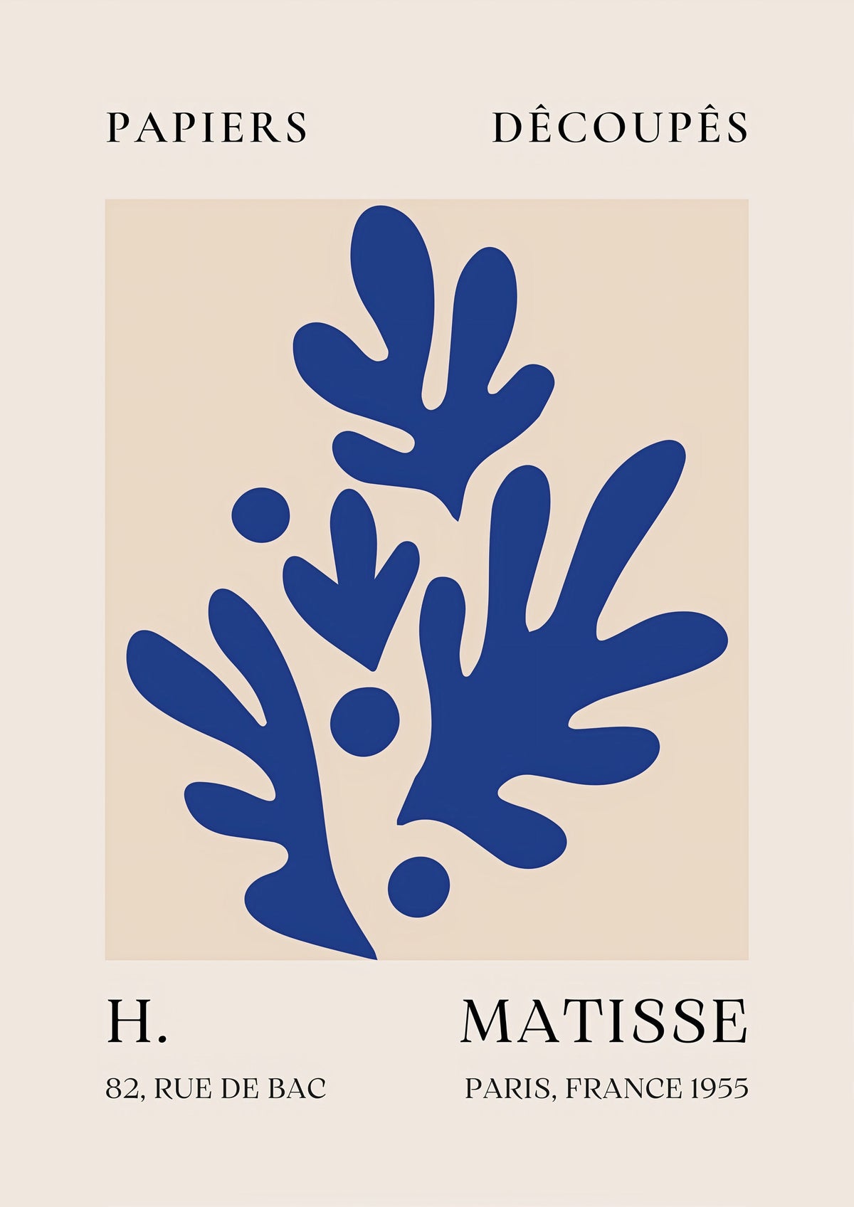 Papiers Découpés H. Matisse Blue Foliage Print II (1955) — poster only, complete unframed artwork