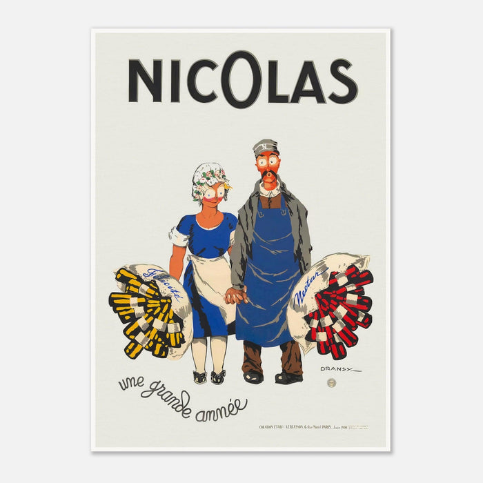 Nicolas Fine Bottles (1930) | Französisches Vintage Poster | Hochwertige Handwerkskunst
