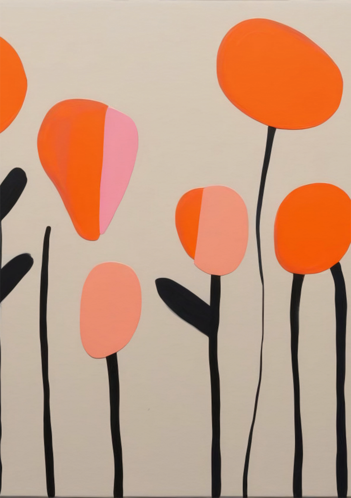 Modern Floral Abstract Art Print - Bright Blossoms — poster only, complete unframed artwork