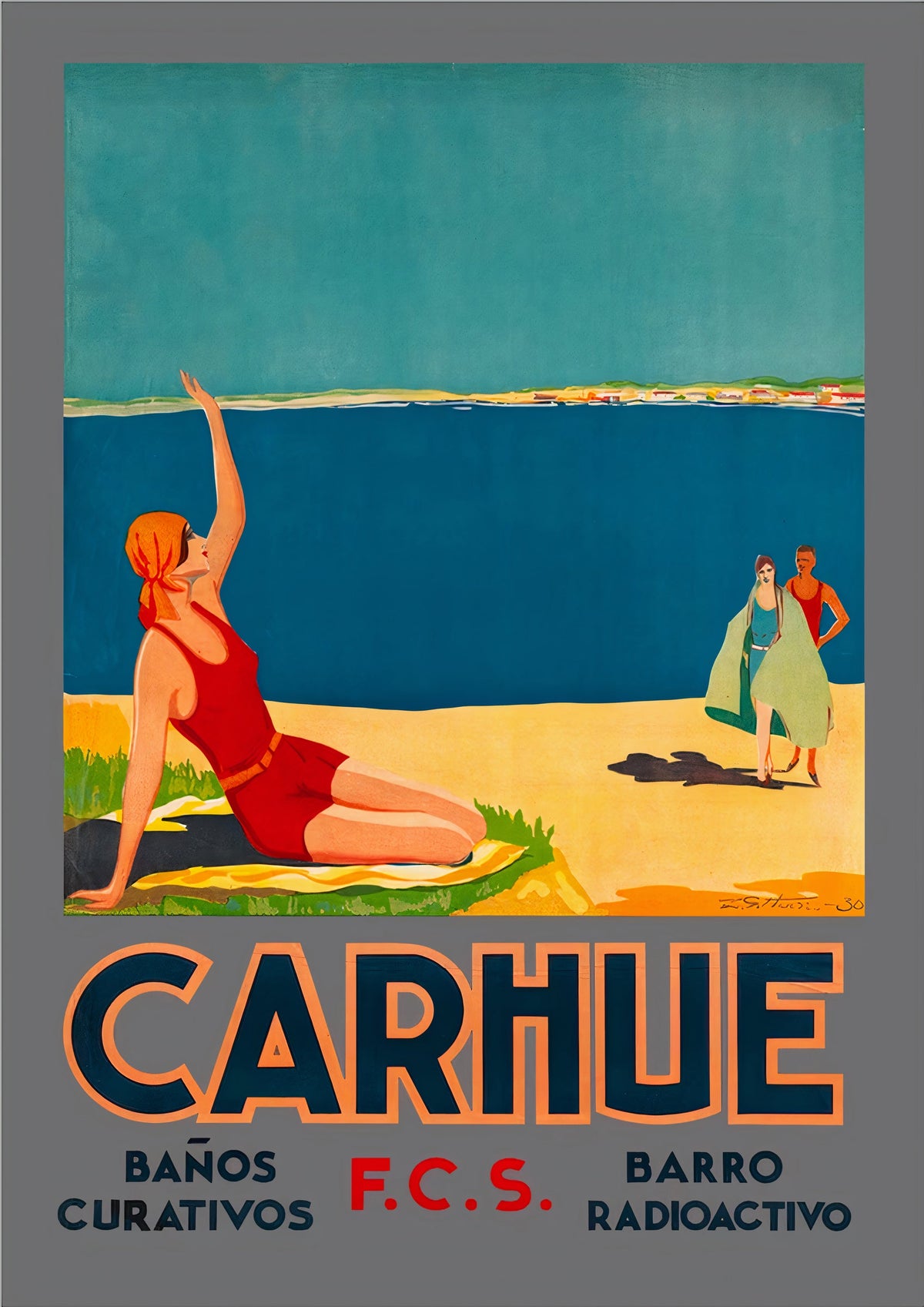 Carhué Argentina Vintage Travel Poster - Beautiful Seaside Town Art Print — poster only, complete unframed artwork
