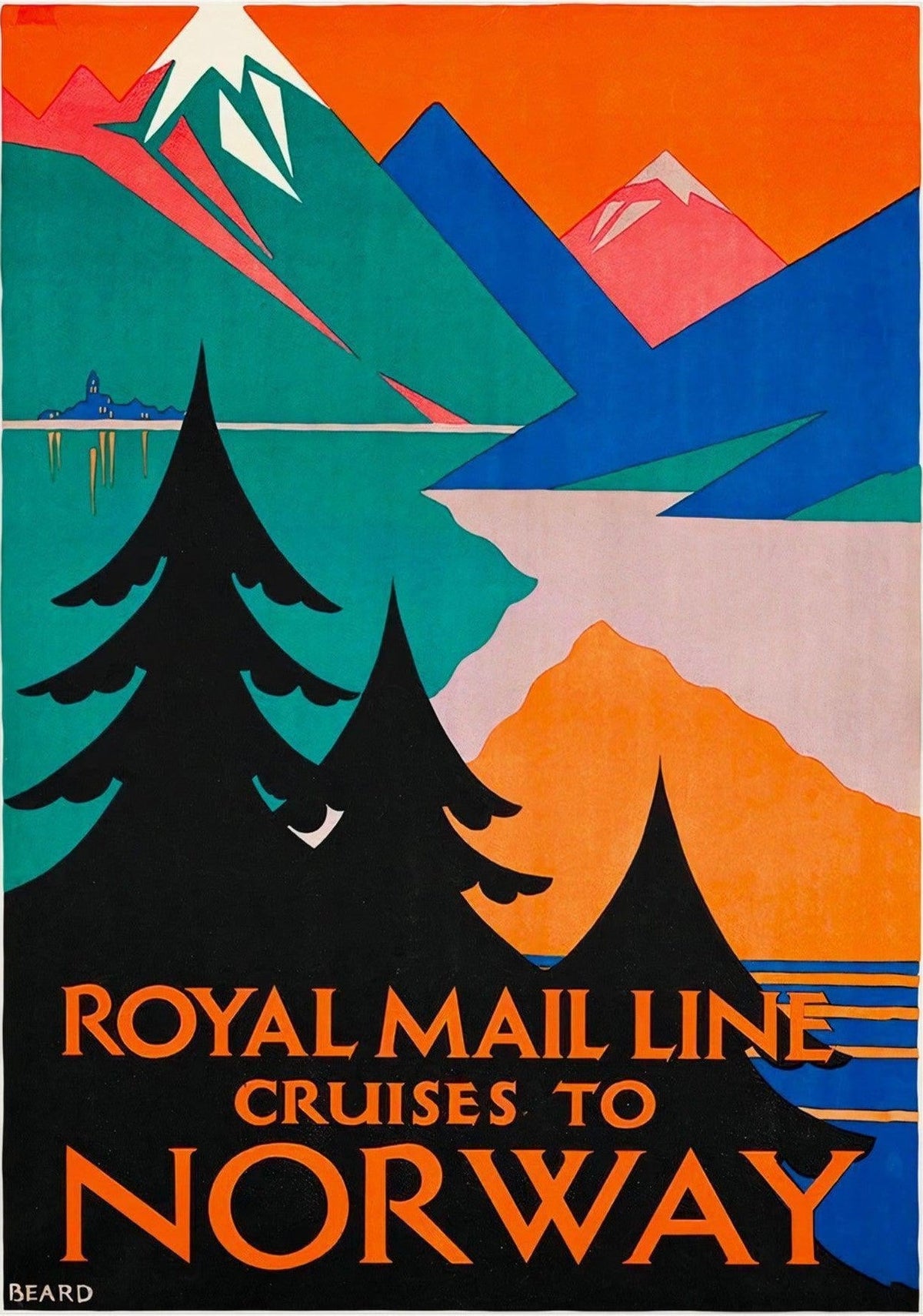 Royal Mail Line Cruise to Norway Vintage Travel Poster — poster only, complete unframed artwork