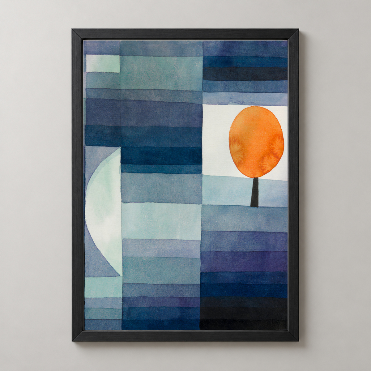 Paul Klee — The Harbinger of Autumn — Abstract Art Print — realistic black frame studio view
