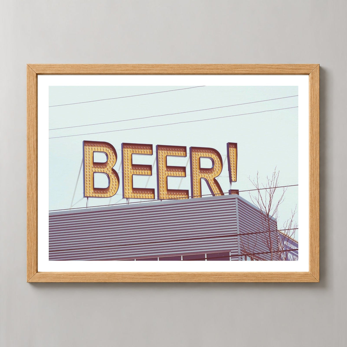 It's a Sign - Beer — realistic natural wood frame studio view with white border